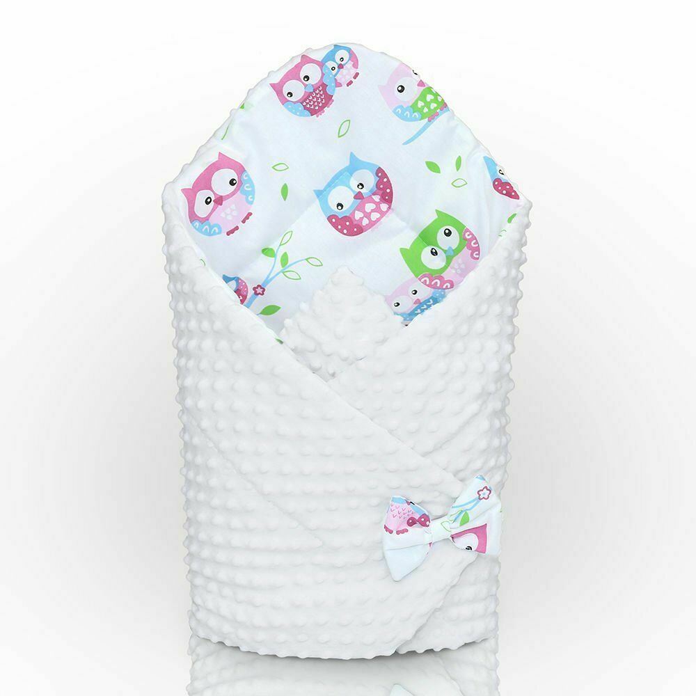 Baby Swaddle Wrap Newborn Dimple Cotton Infant Bedding White/Owls White