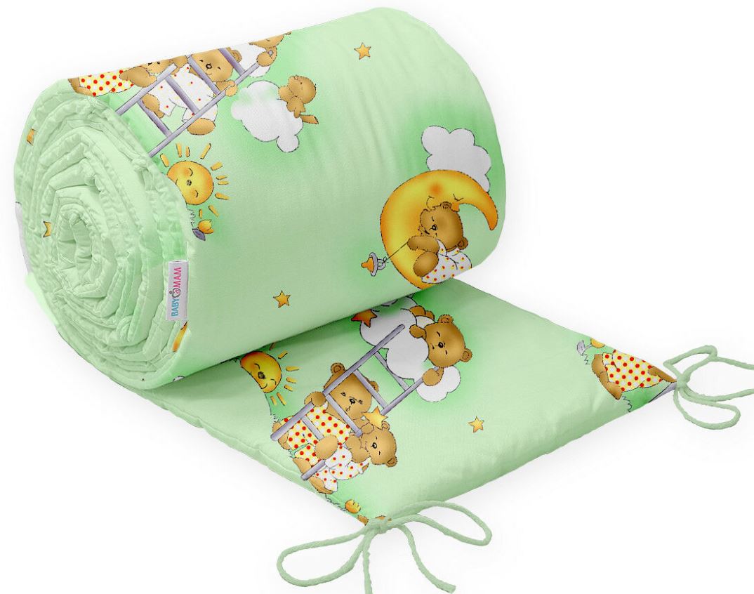 Padded baby bumper to fit cot 120x60 all around 100% cotton 360cm Bumper Ladder Green