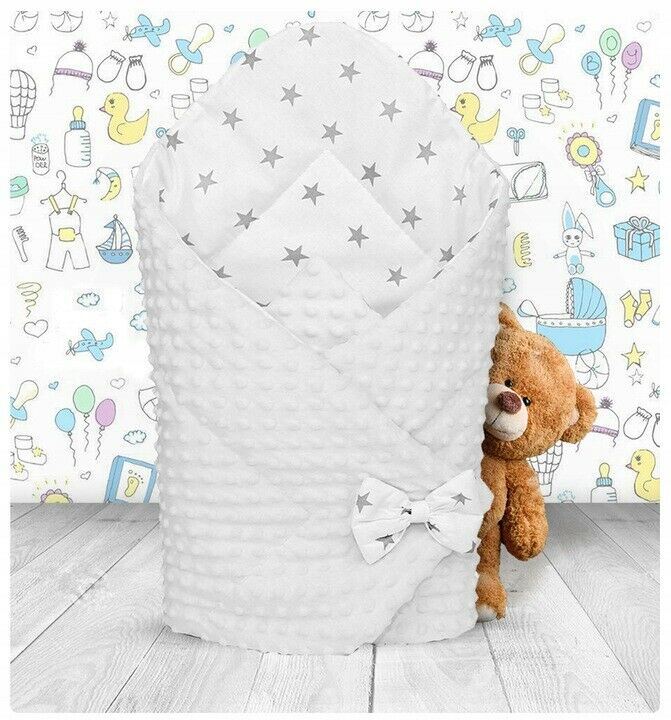 Baby Swaddle Wrap Newborn Dimple Cotton Infant Bedding White/Small Stars On White - MyHappy Baby