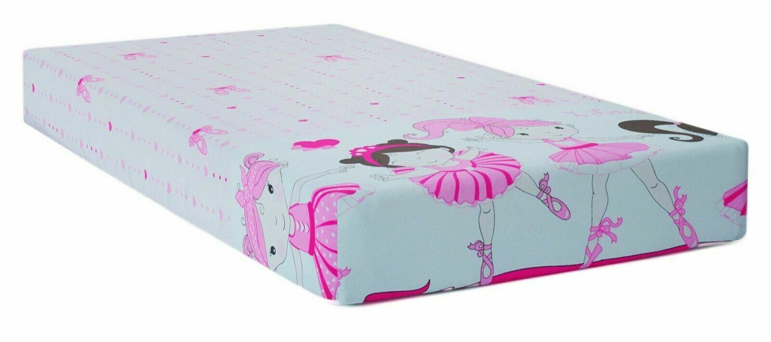 Baby Fitted Toddler Bed Sheet Printed 100% Cotton Mattress 160X80cm Ballerina Pink
