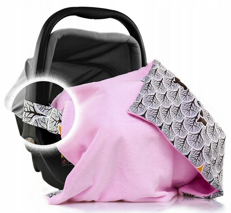 Car Seat Kids Baby Swaddle Travel Cotton Blanket 75X50cm Soft Wrap Double Sided Pink-Fox In The Forest