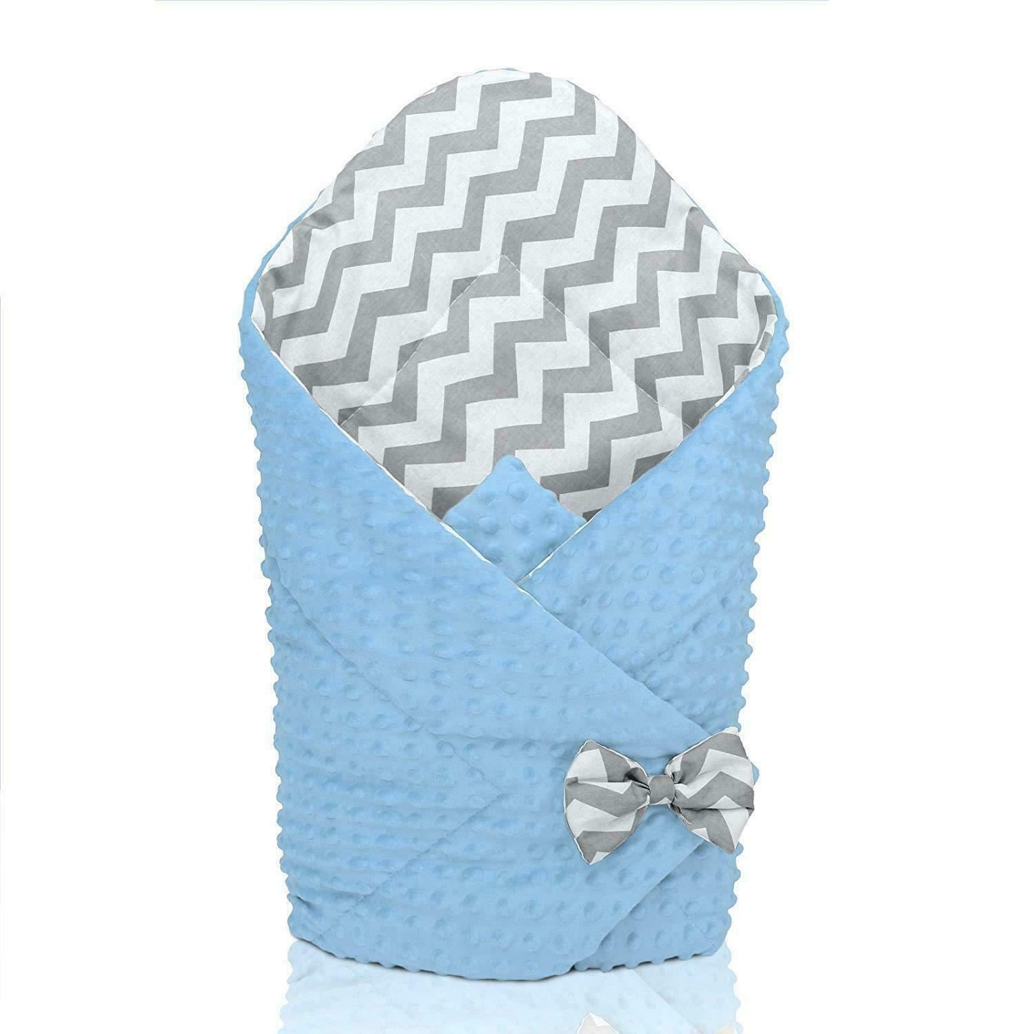 Baby Swaddle Wrap Newborn Dimple Cotton Infant Bedding Blue/ Zig Zag