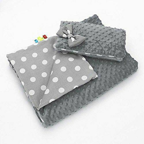 Warm Baby Blanket Dimple Cotton Quilt Pillow Double Sided 100X75cm Grey - Dots Grey