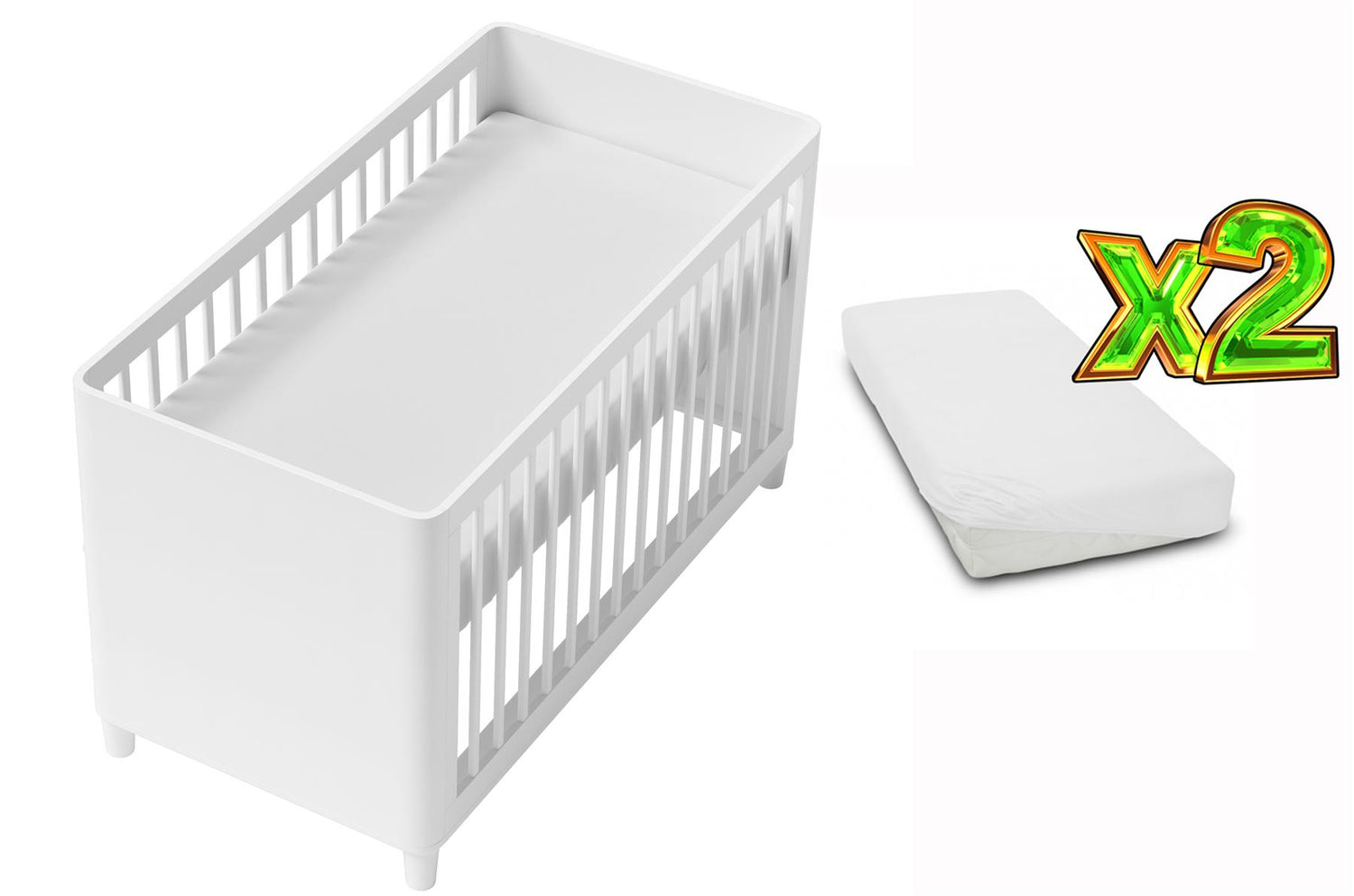 2-pack soft fitted sheet jersey stretchy cotton fit Crib/Cradle 90x40 White