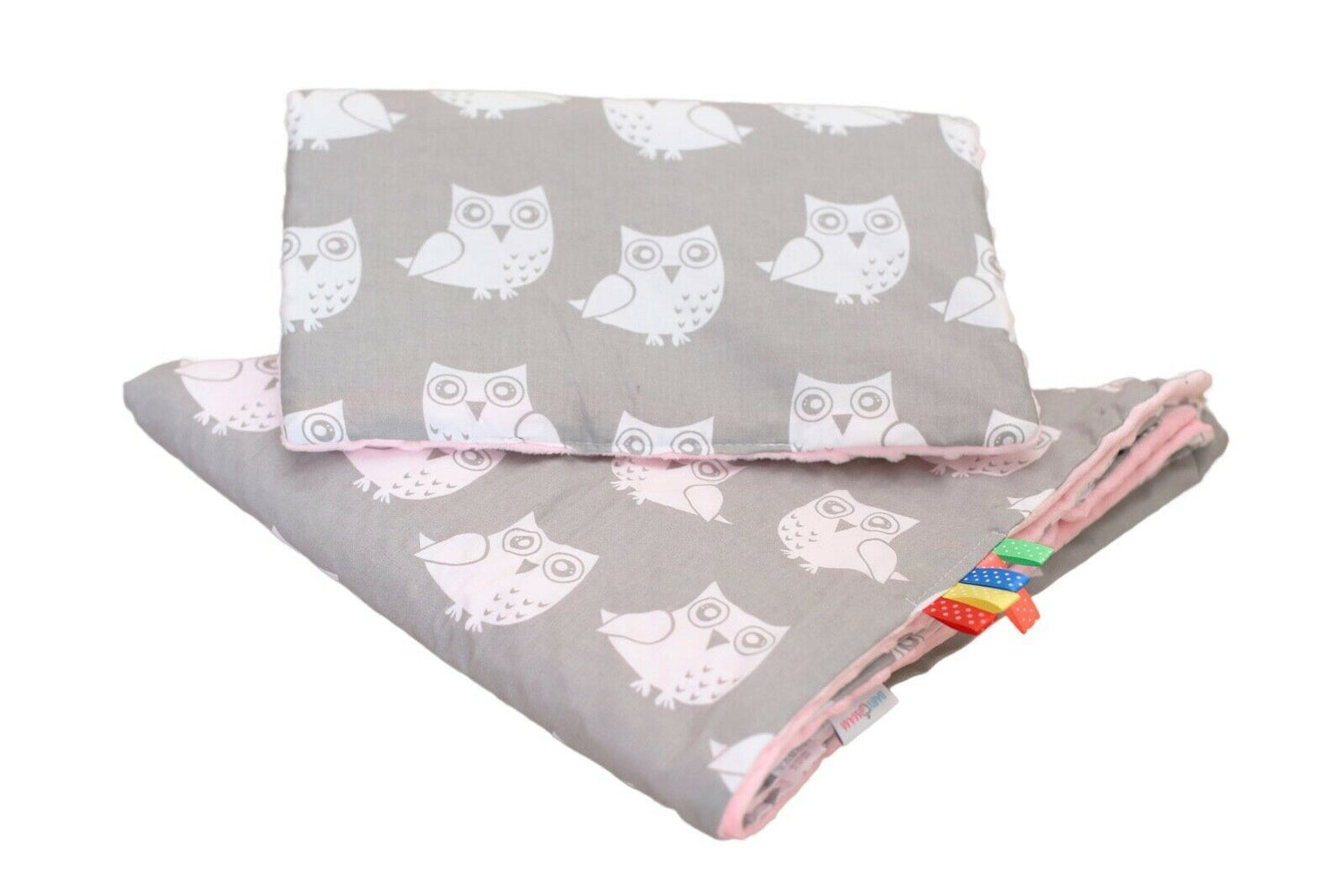 Warm Baby Blanket Dimple Quilt Pillow 100X75 Light Pink - Owls Grey