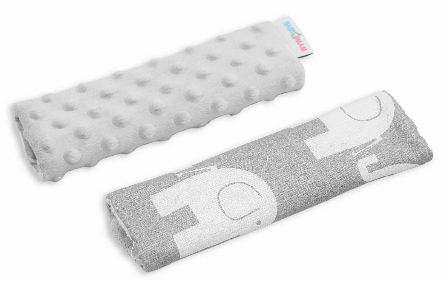 Dimple Belt Cover Car Seat Pram Pad Shoulder Soft Strap 2Pc Grey/Elephants Grey