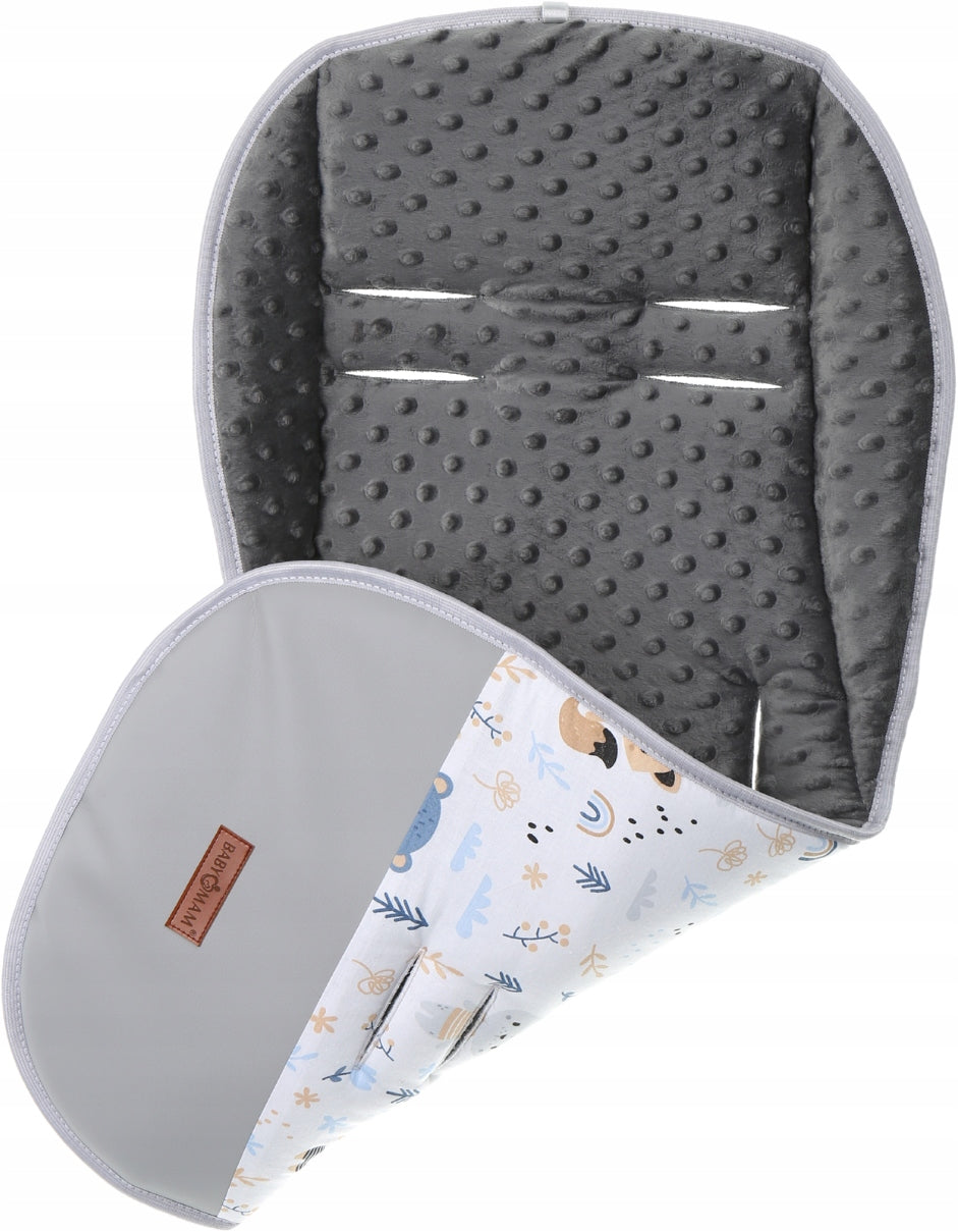 Universal Double Sided Pram Seat Liner Pushchair Buggy GRAPHITE/Forest Friends