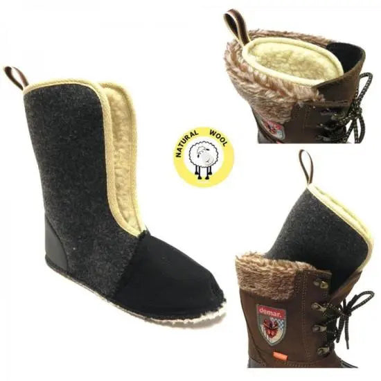 DEMAR Baby Kids Snow Winter Boots Woollen Fur - Polaris Brown