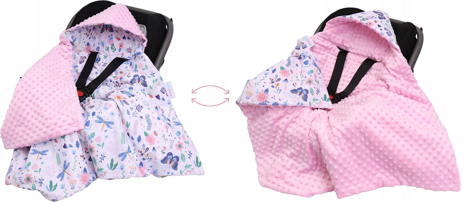 Minky hooded blanket PINK/ On the Meadow