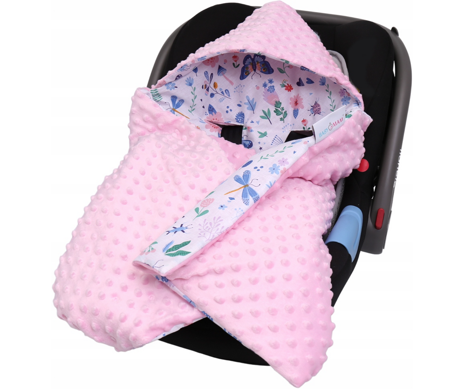 Minky hooded blanket PINK/ On the Meadow