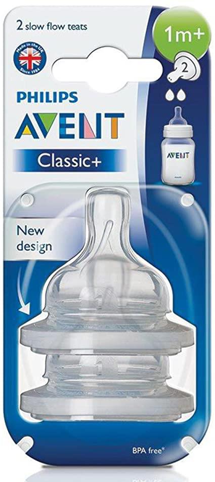 Philips Avent Classic+ Teat 1M+ Slow Flow 2 Per Pack