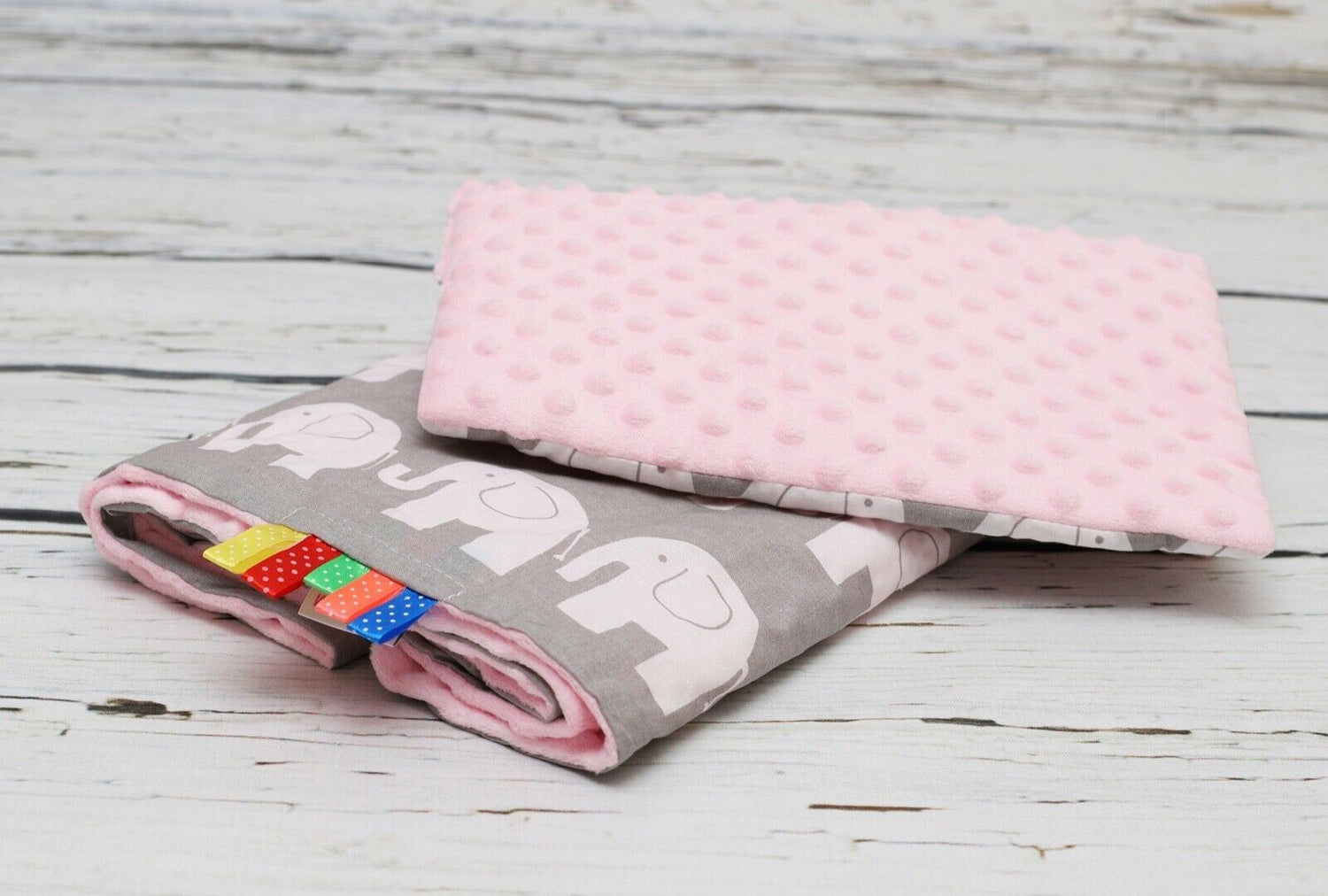 Warm Baby Blanket Dimple Quilt Pillow 100X75 Light Pink - Elephants Grey