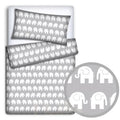 Baby 4Pc Bedding Set Pillow Duvet Quilt Fit Cotbed 140x70cm Elephants Grey