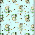 Baby Fitted Junior Bed Sheet Printed 100% Cotton Mattress 160X70cm Owls Turquoise