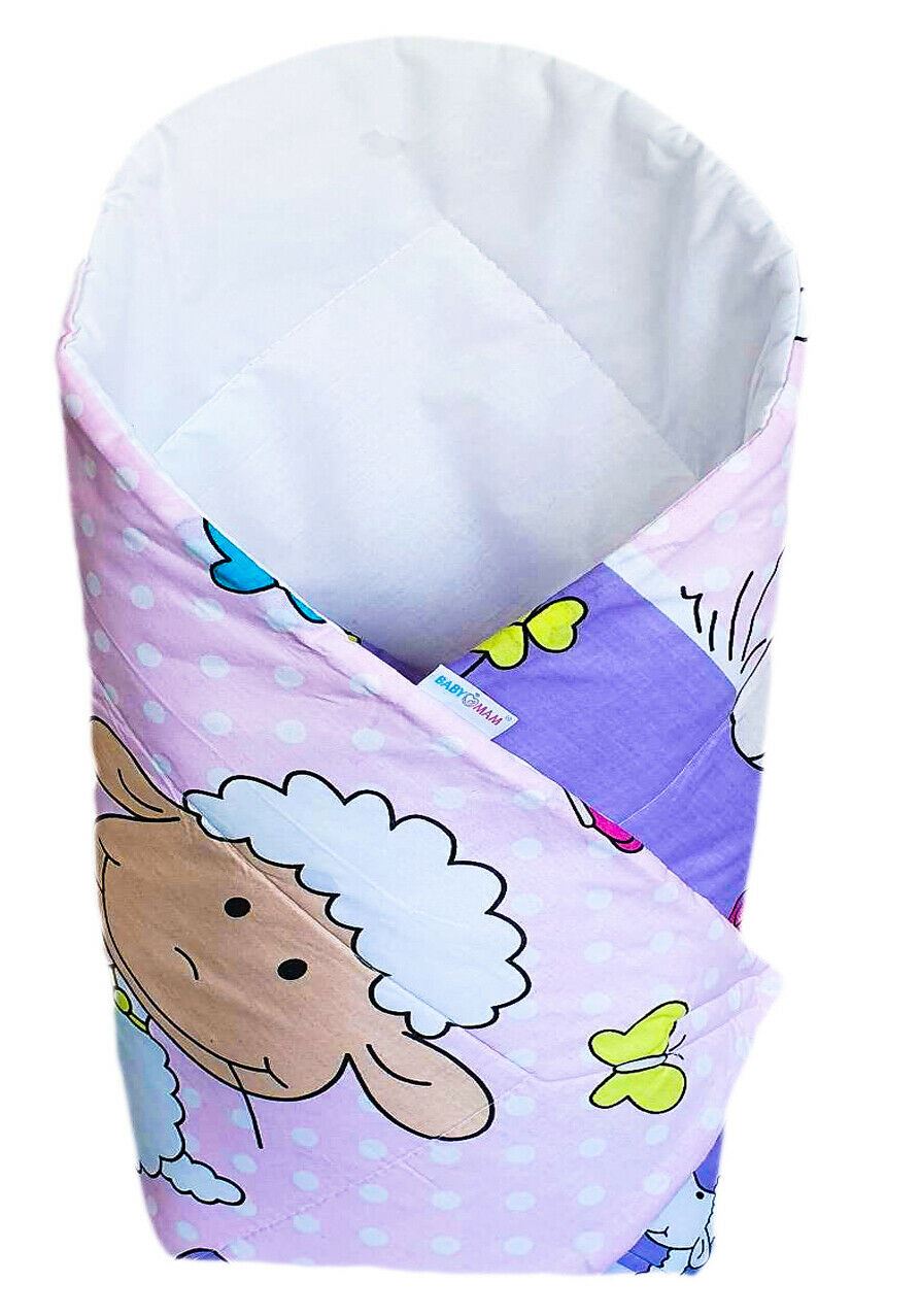 Baby Swaddle Wrap Newborn Bedding Blanket 100% Cotton Sleeping Bag Sheep Pink