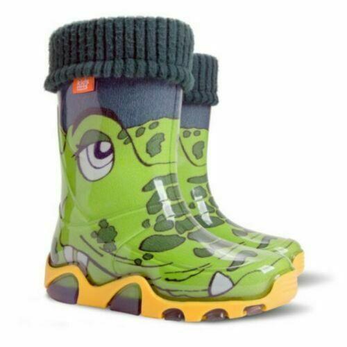 Wellies Kids Rain Snow Boots Removable Inner Lining Socks Crocodile