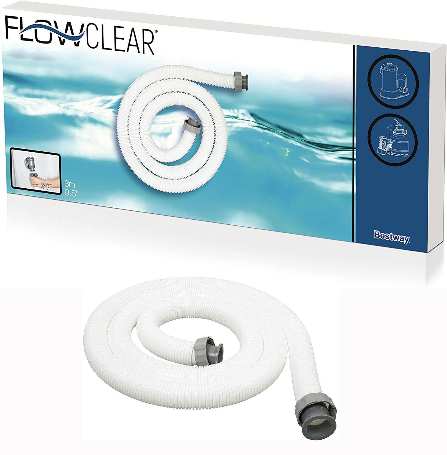 Hose Swimming Pool Bestway Bw58368 1.5 Inch Diameter 3 M - White 38Mm