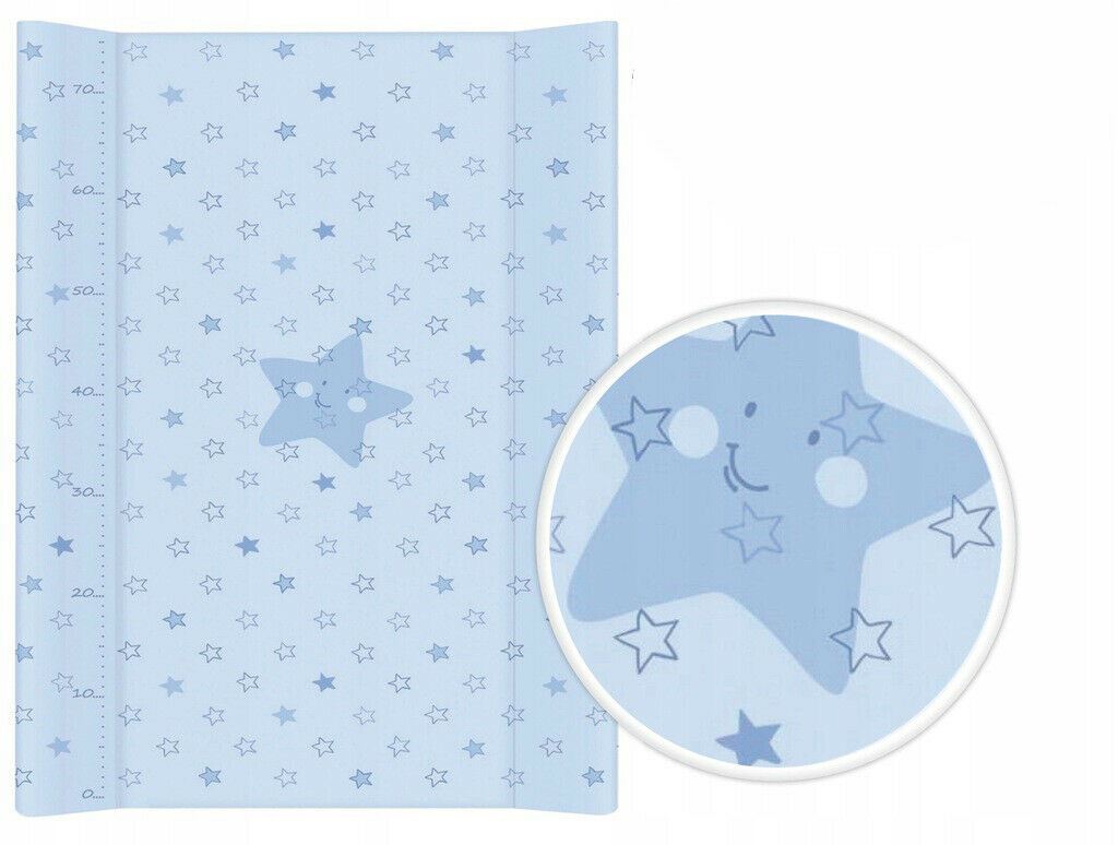 Baby Changing Mat Padded Hard Base 70X50cm Fit To Cot 120X60cm #14 Blue Stars