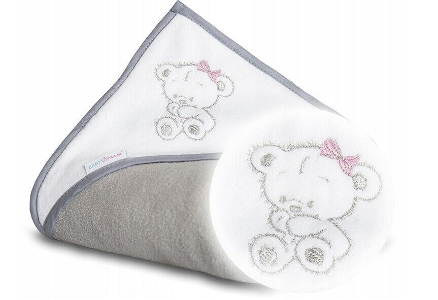 Baby Bath Hooded Towel Kids Toddler Nursery 100x100cm soft Girl Grey