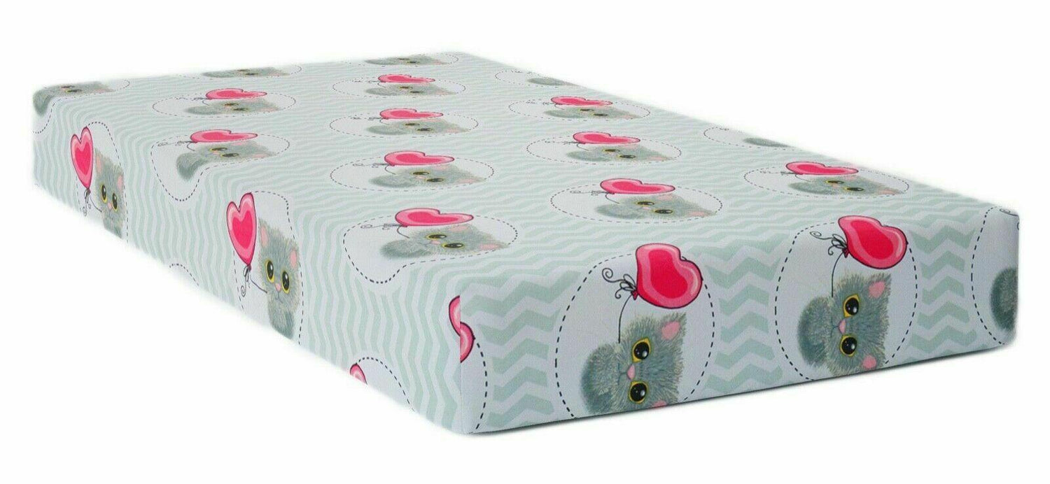 Baby Fitted Cot Sheet Printed Design 100% Cotton Mattress 120X60 cm Cat Chevron Grey