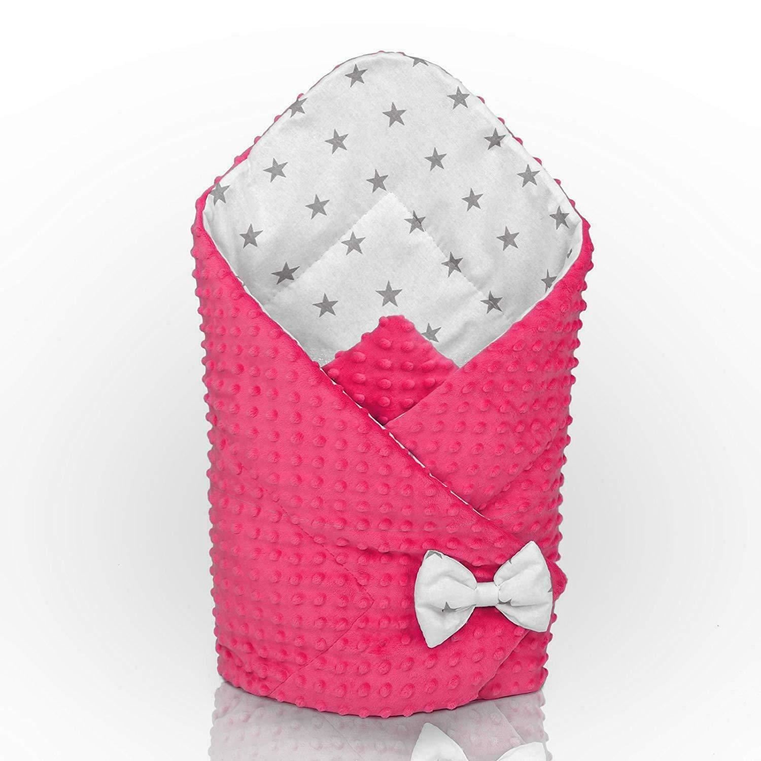 Baby Swaddle Wrap Newborn Dimple Cotton Infant Bedding Pink/ Small Stars On White