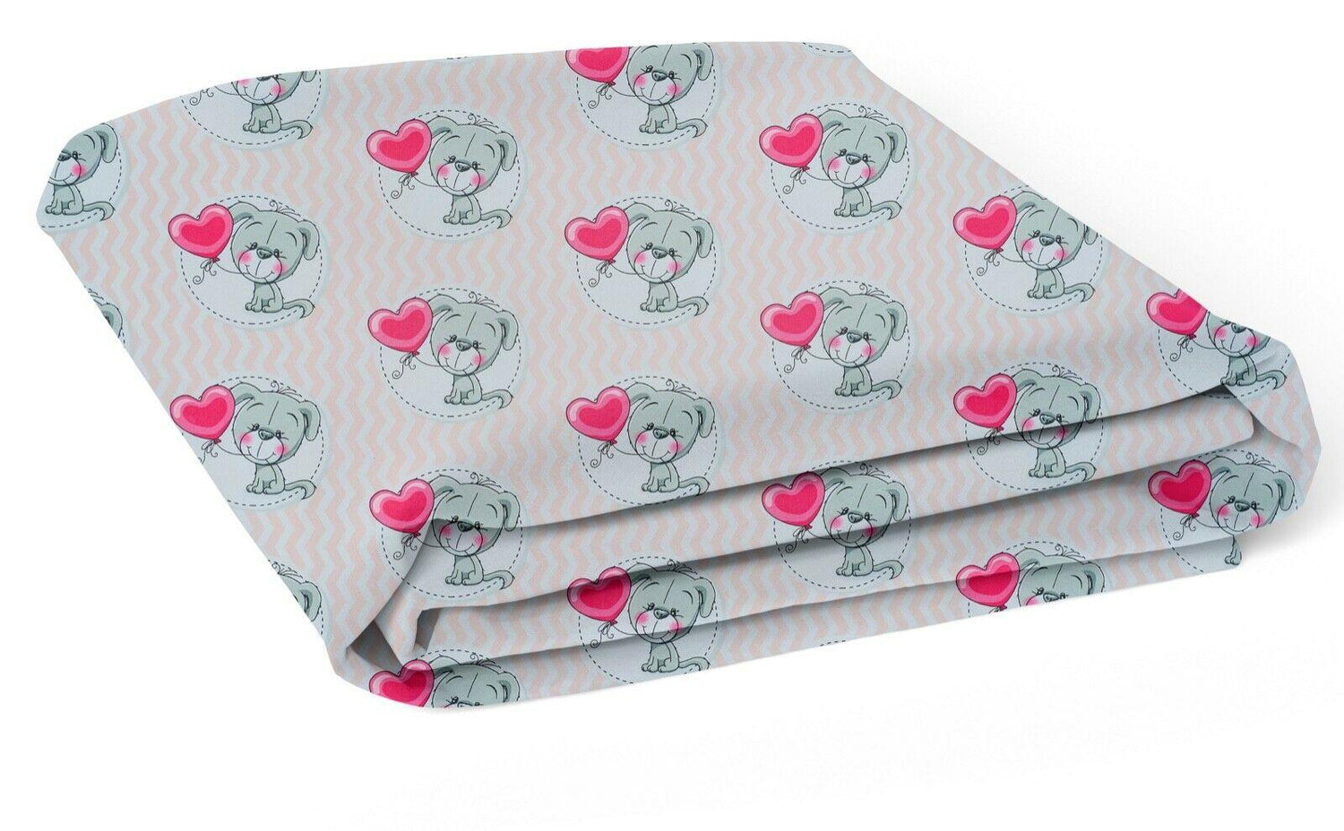 Baby Fitted Cot Sheet Printed Design 100% Cotton Mattress 120X60 cm Puppy Chevron Pink