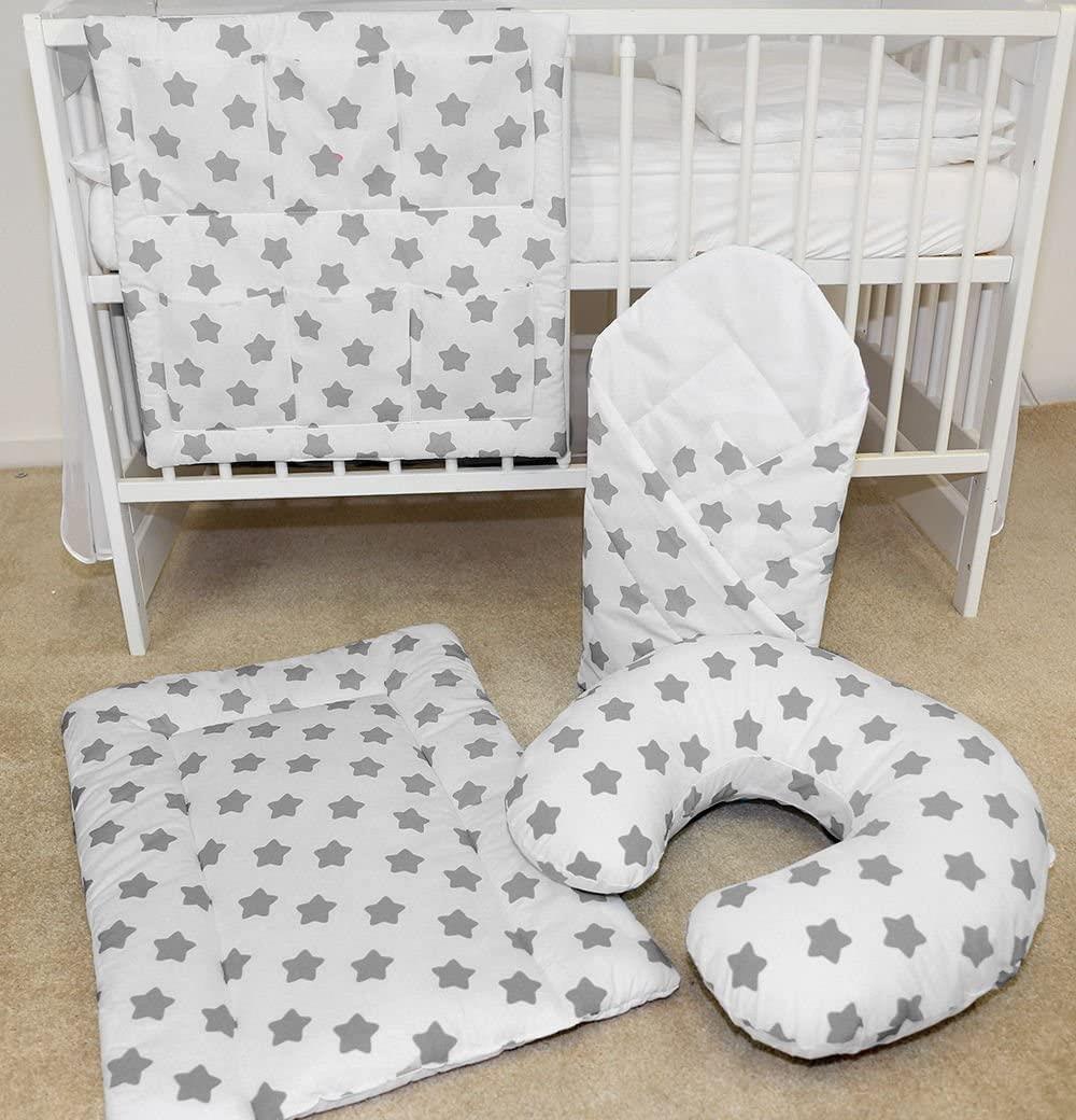 Baby bedding set Cotton Nursery 14pc 135x100 Big grey stars on white