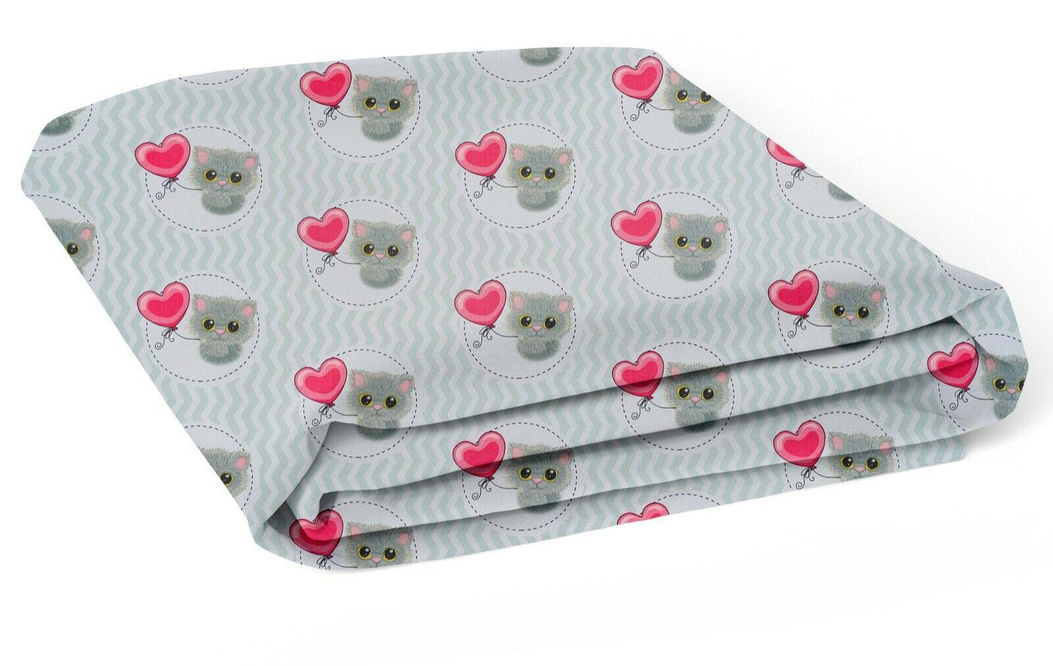 Baby Fitted Cot Sheet Printed Design 100% Cotton Mattress 120X60 cm Cat Chevron Grey