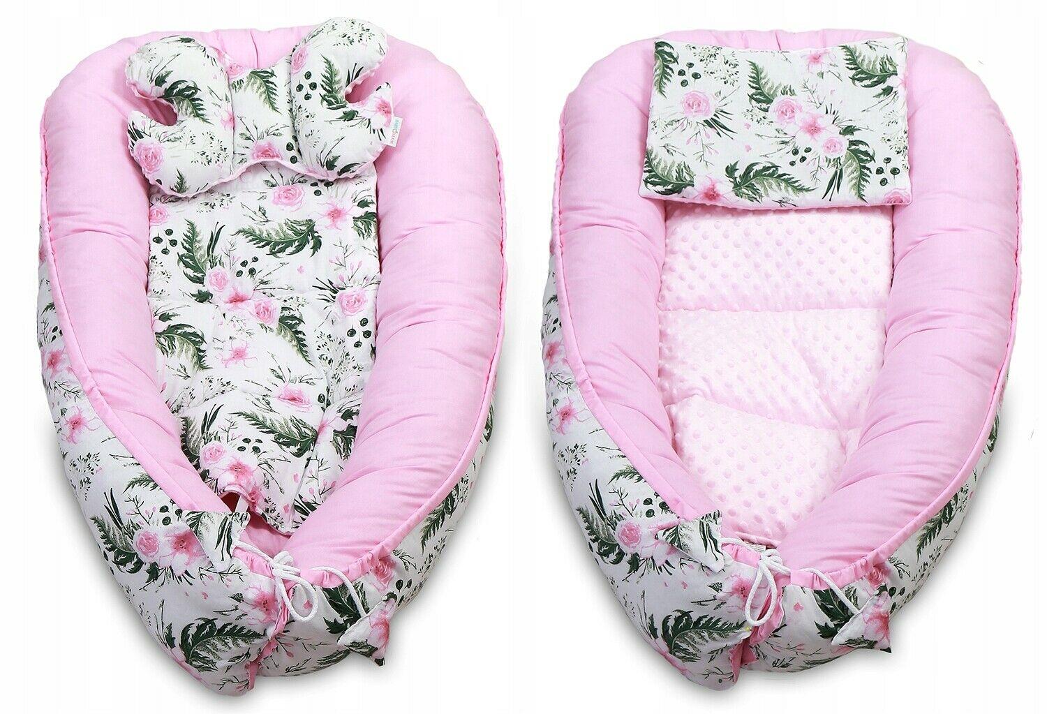 Baby 6pc Double-sided soft infant Cocoon Garden Flowers/ Dots with Pink