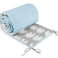 Baby dimple padded bumper nursery protection fit cot bed 140x70 190cm Blue / Grey elephants