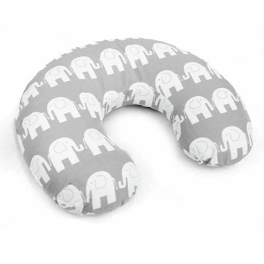 Baby feeding pillow + removable cover cotton newborn maternity Elephants grey