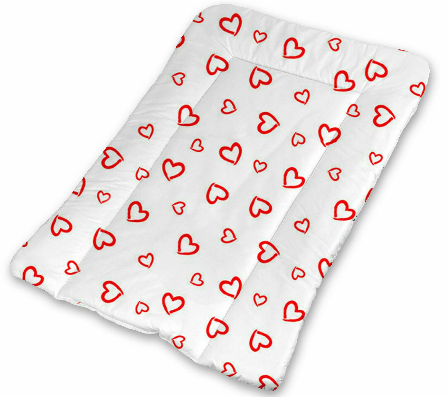 Baby 100% cotton changing mat child toddler Red hearts on white