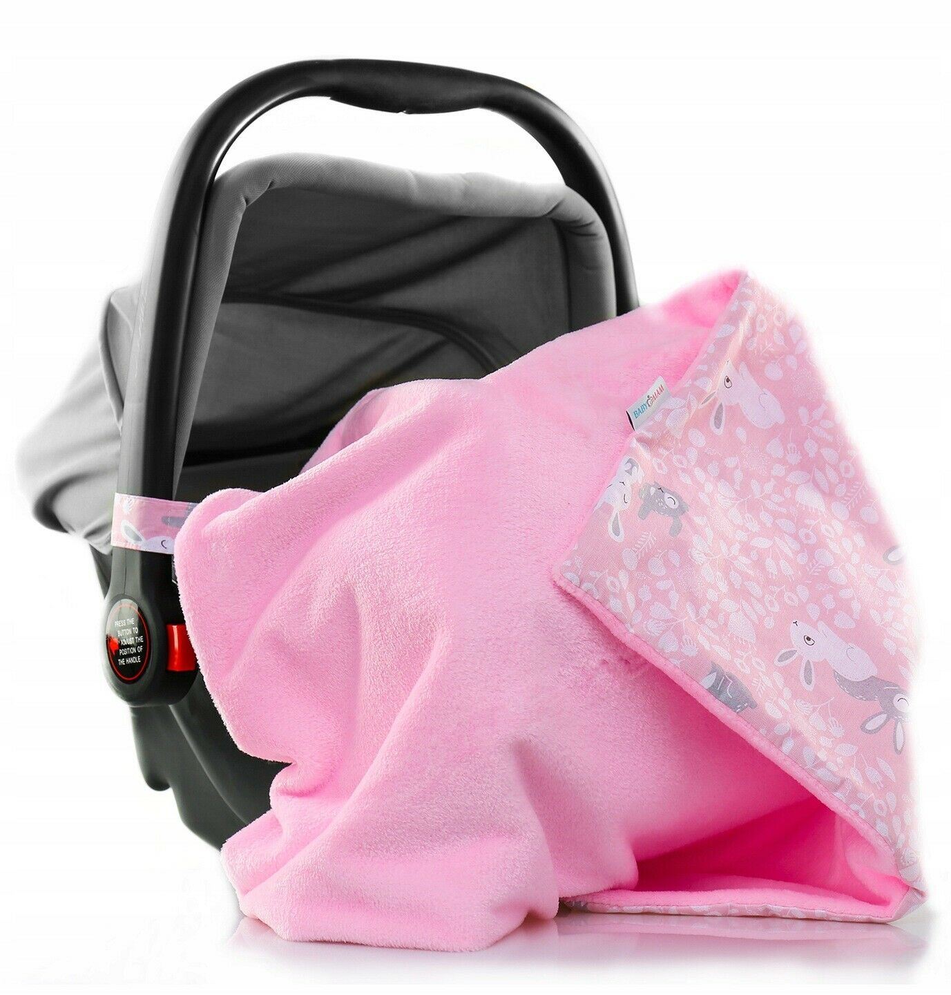 Car Seat Kids Baby Swaddle Travel Cotton Blanket 75X50cm Soft Wrap Double Sided Pink-Pink Bunnies