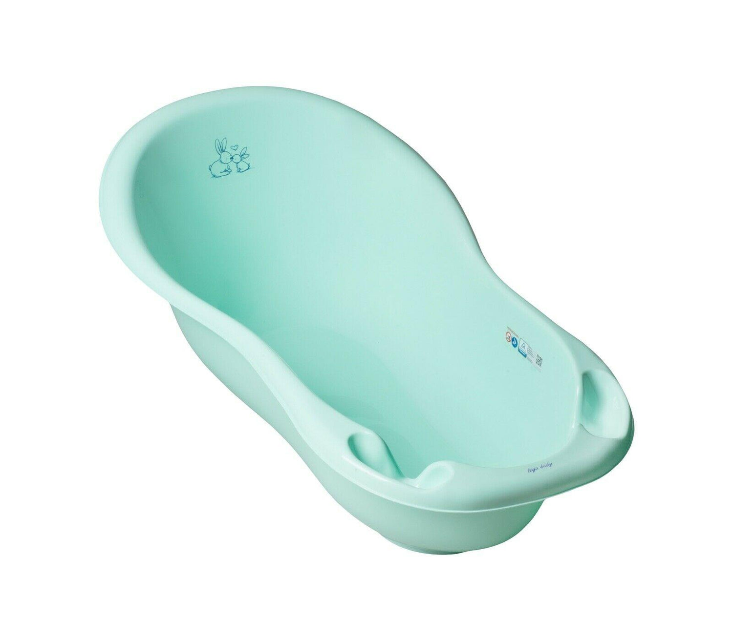 Baby bathtub with drainage hole and plug for bathing TEGA BABY - Bunny green