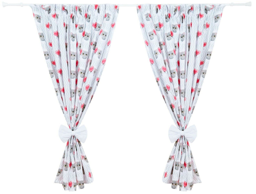 Nursery Curtains for Babies & Toddler's Bedroom Cat chevron grey
