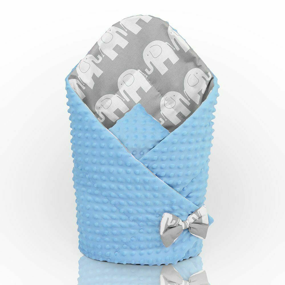 Baby Swaddle Wrap Newborn Dimple Cotton Infant Bedding Blue/ Elephants