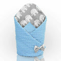Baby Swaddle Wrap Newborn Dimple Cotton Infant Bedding Blue/ Elephants