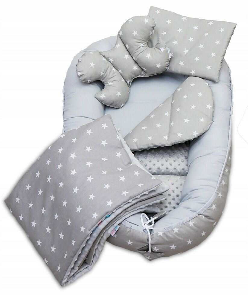 Baby 6pc Double-sided soft infant Cocoon Small stars with grey/ Grey