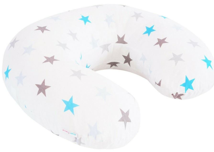 Baby feeding pillow + removable cover cotton newborn maternity Blue Stars