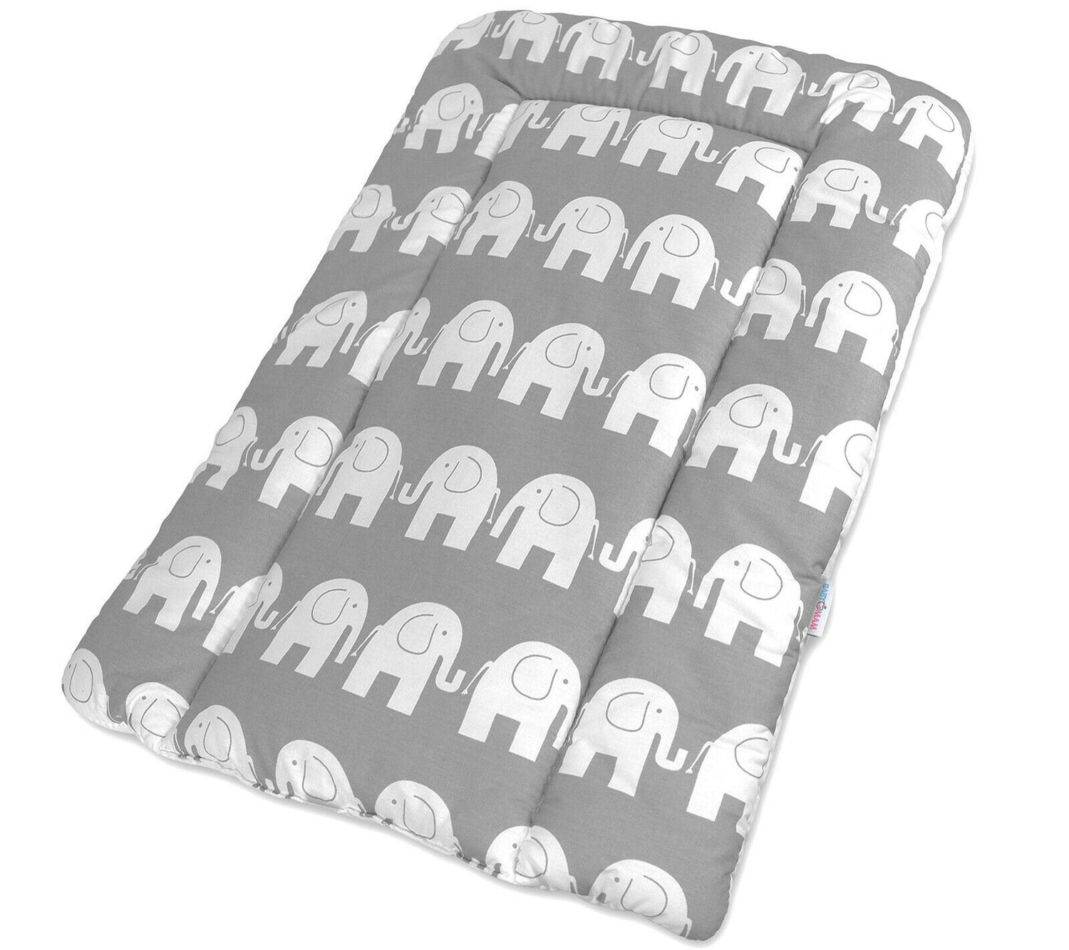 Toddler Changing Mat 70X50cm Soft 100% Cotton Elephants Grey - MyHappy Baby
