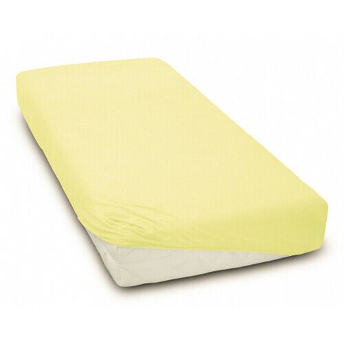 Super Soft Fitted Sheet Jersey Stretchy Cotton Fit Cot 120/60cm Yellow