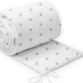 Padded Baby Bumper To Fit Cot 120x60 All Around 100% Cotton 360cm Bumper Small Grey Stars on White