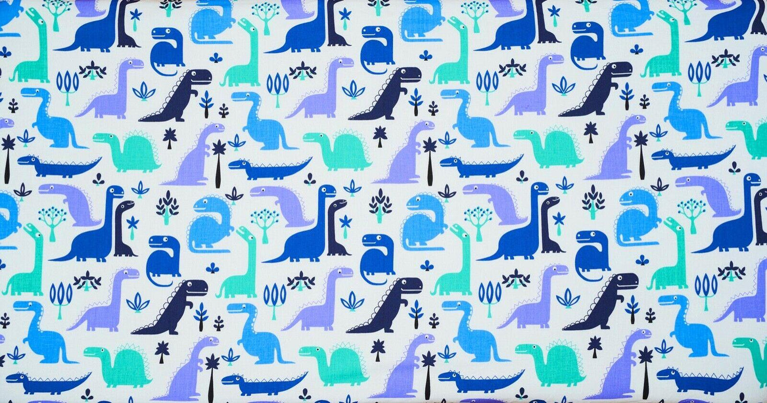Baby Fitted Junior Bed Sheet Printed 100% Cotton Mattress 160X70cm Dinosaurs Blue