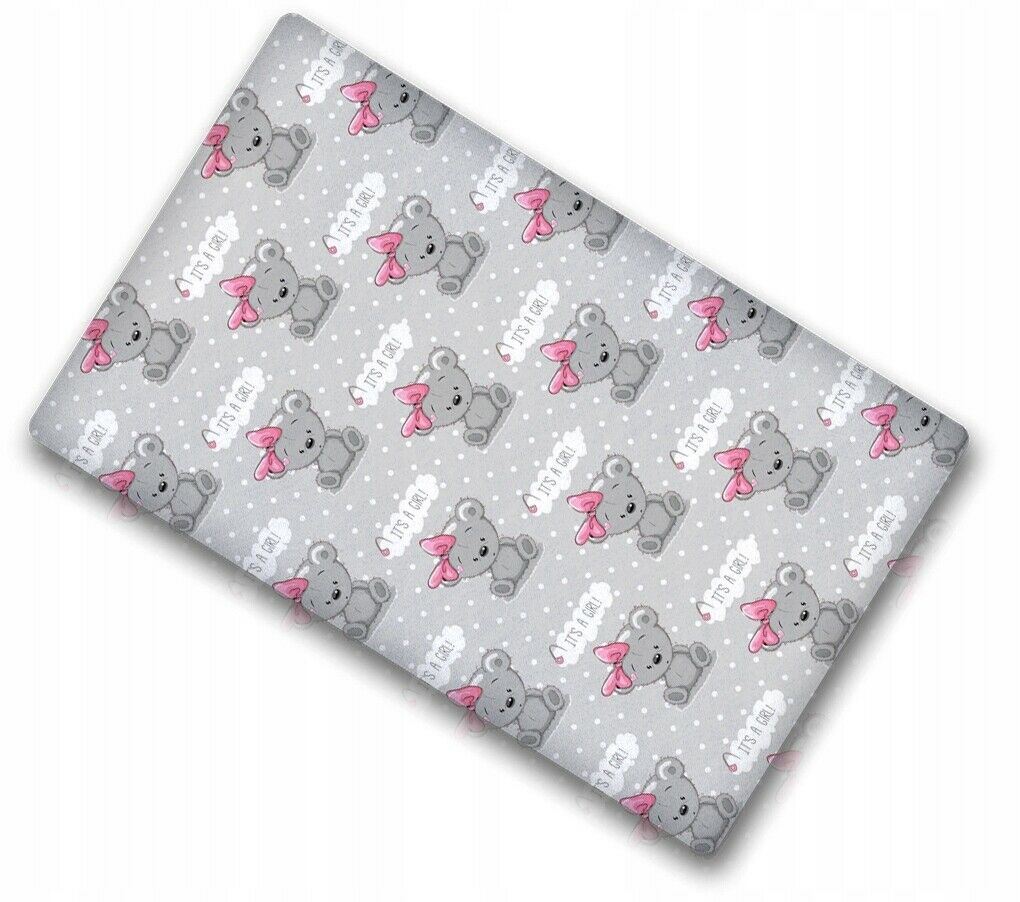 100% cotton fitted sheet printed design for baby crib 90x40cm Teddy Girl grey