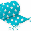 Baby Padded Bumper 180cm fit COT 100% Cotton Big White Stars On Turquoise