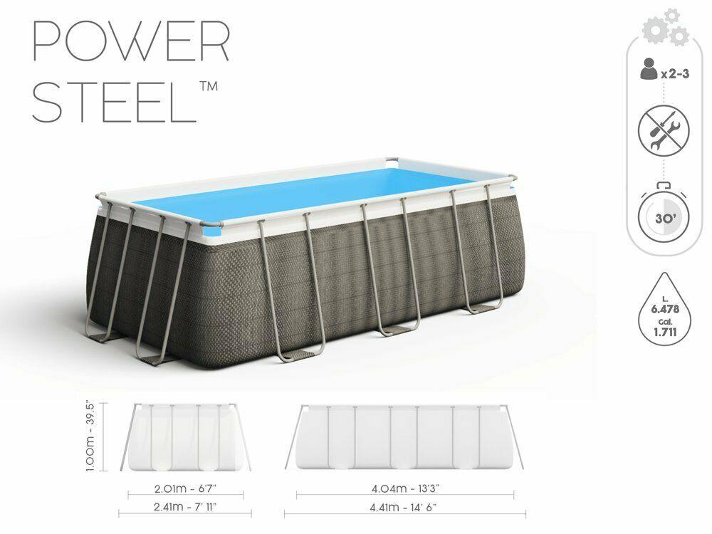Bestway Swimming Pool 13Ft 3In 404X201X100cm Power Steel Rattan Rectangular