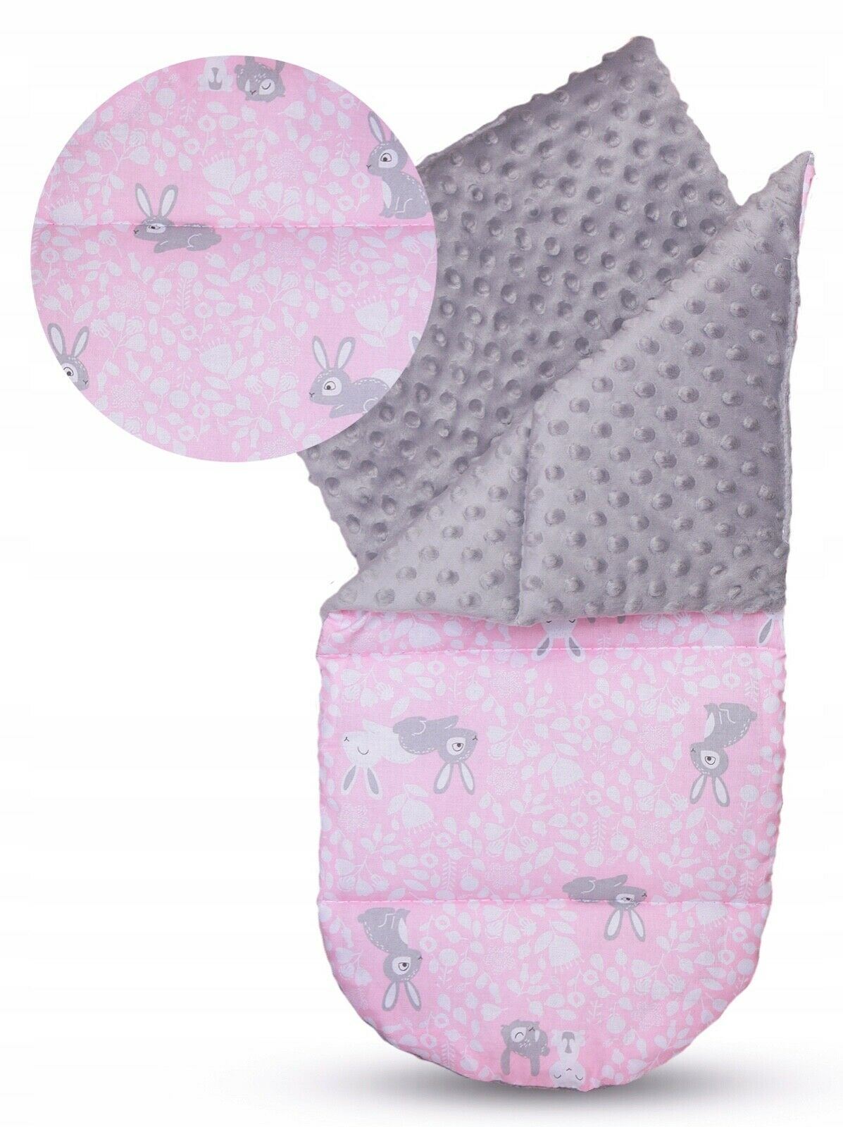Baby 6pc Double-sided soft infant Cocoon Bunny Pink/ Grey