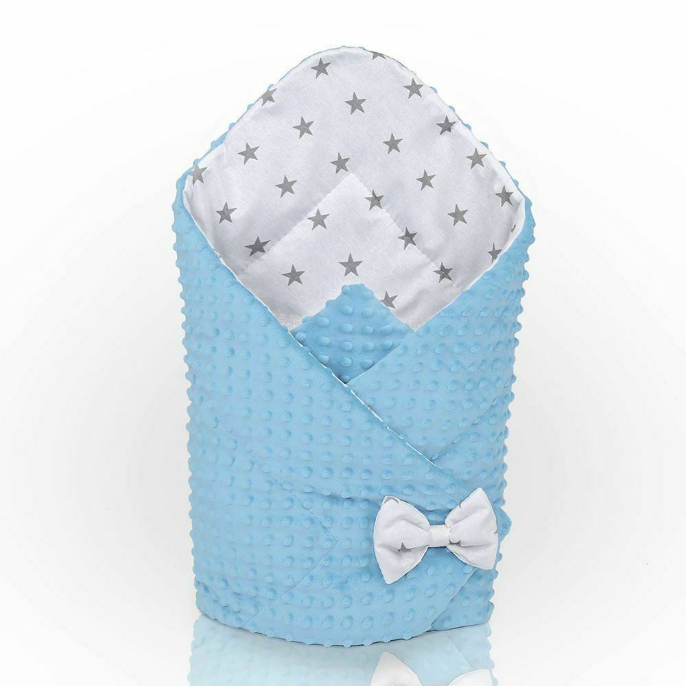 Baby Swaddle Wrap Newborn Dimple Cotton Infant Bedding Blue/ Small Stars On White