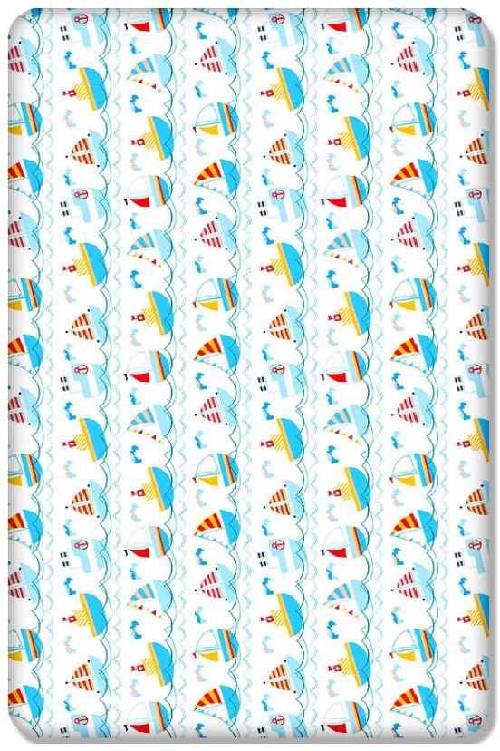 Baby Fitted Cot Bed Sheet Printed 100% Cotton Mattress 140X70cm Boats