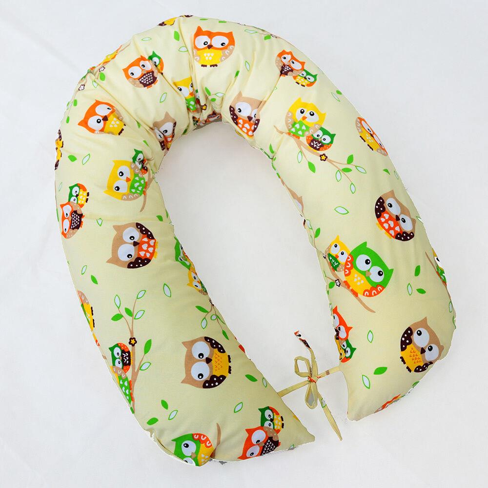 Large Brestfeeding Pillow Cover Baby Pregnancy 170cm Owls Yellow